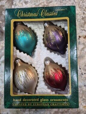 Vintage Shiny Bright European Hand Decorated Glass Ornaments